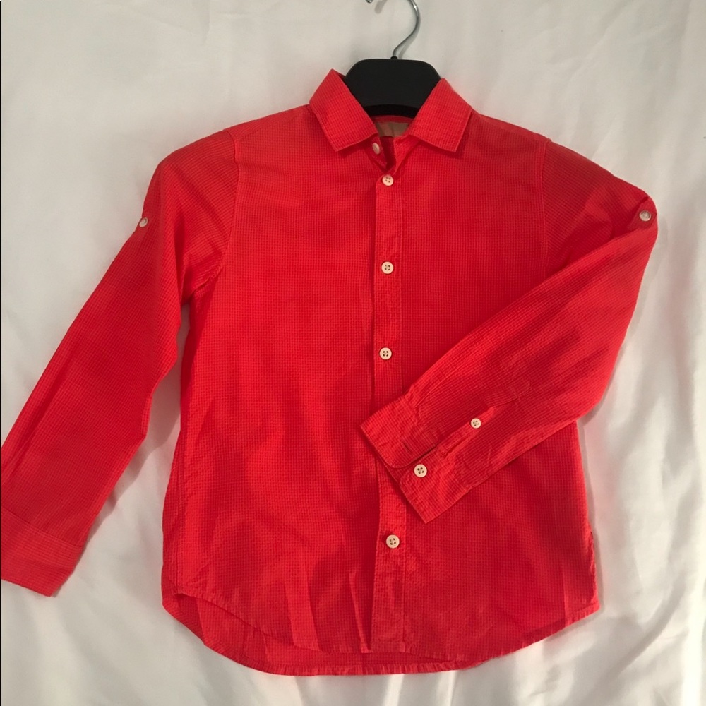 salmon button down shirt